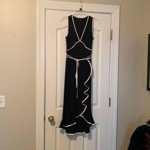Black dress size 2 with off white piping